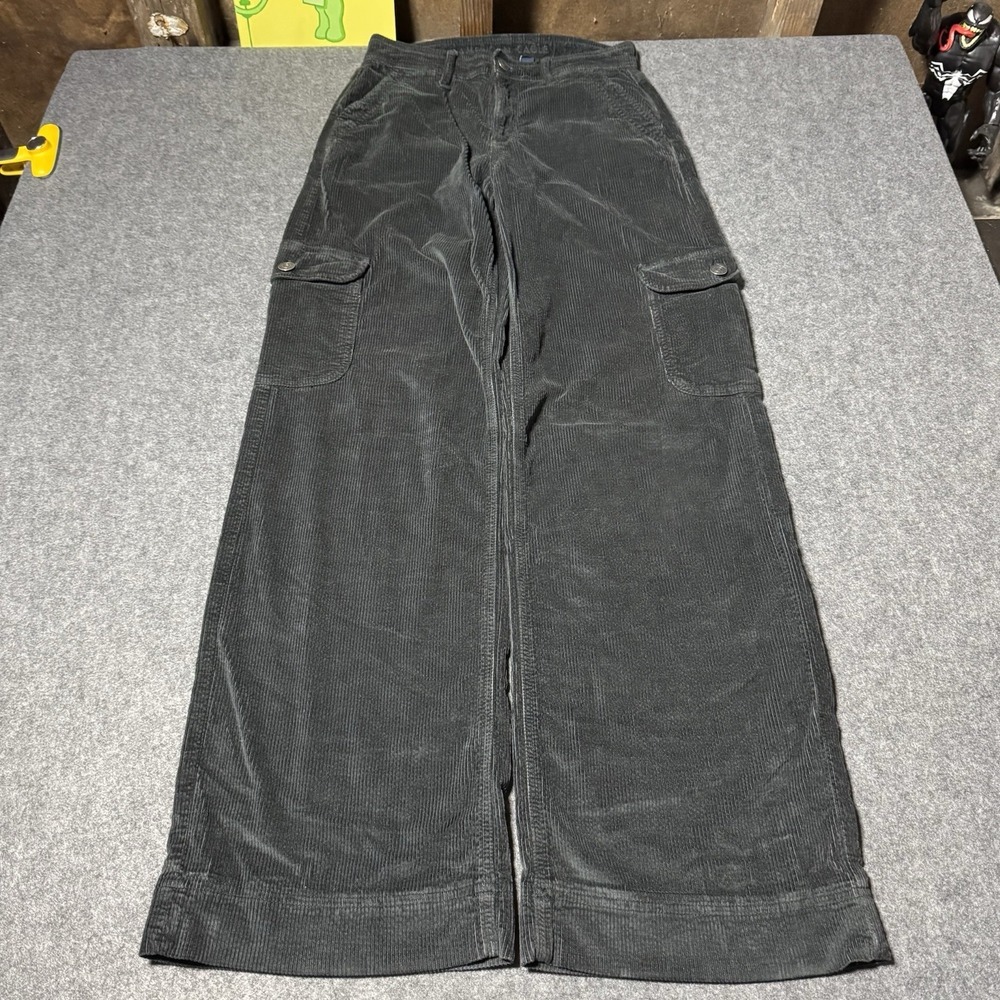 American Eagle Pants Womens 0 Corduroy Super High Rise Baggy Wide‎ Leg Y2K Rave
